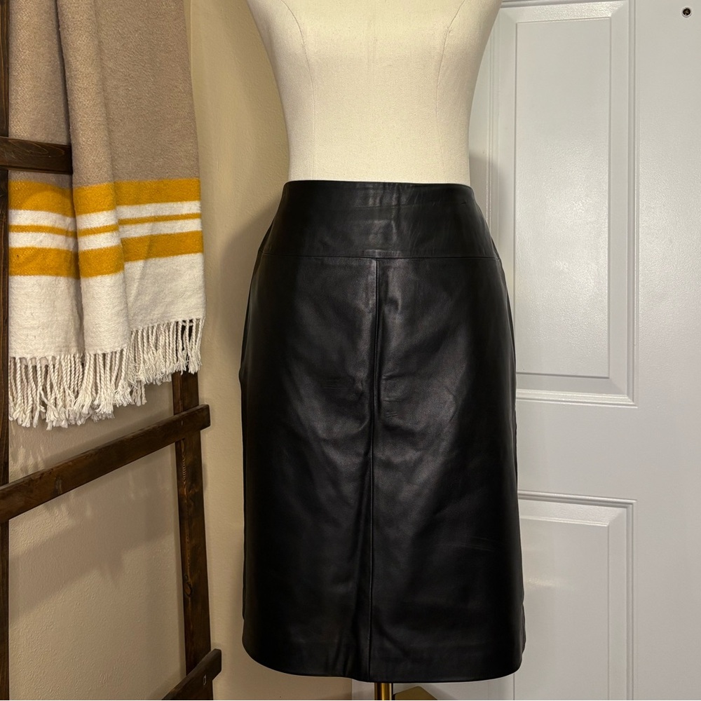 Valerie Stevens Black Leather Pencil Skirt - Picture 1 of 5